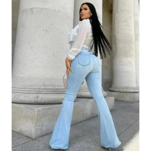 White Polka Dot Long Sleeve High Neck Ruffle Blouse Top - Picture 7 of 15